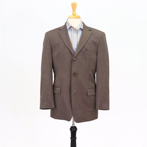 Hugo Boss 40S Brown Striped 3-Button Sport Coat Blazer Jacket P119 - Picture 1 of 11